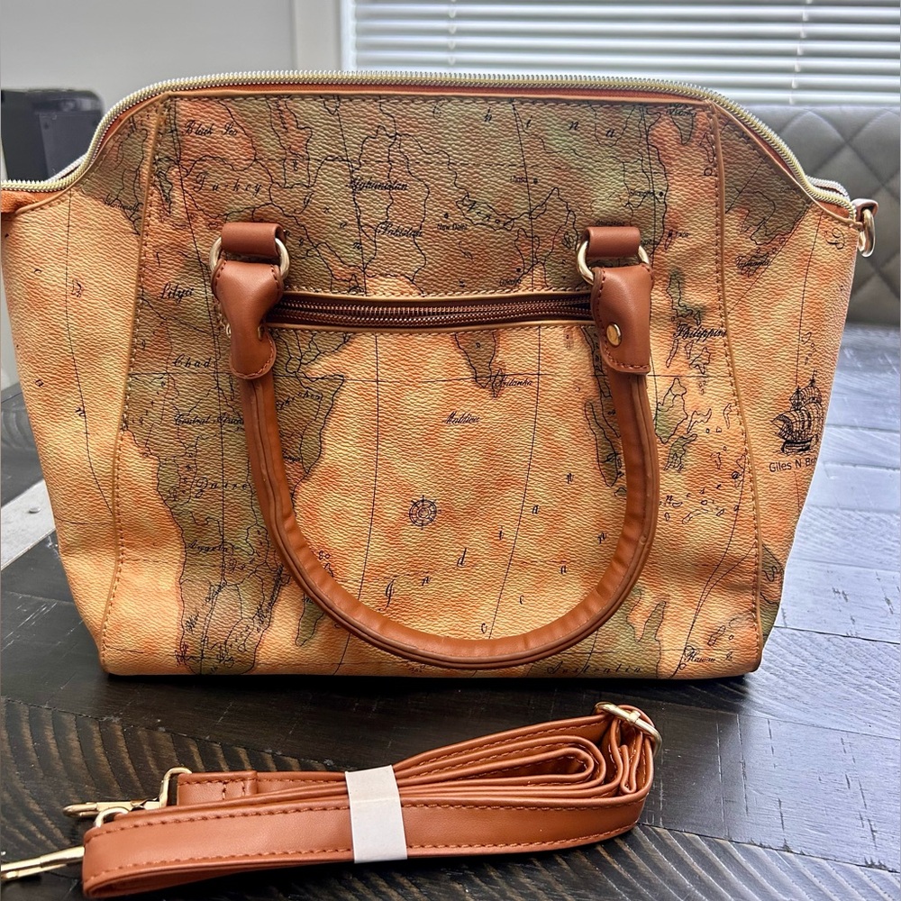 Giles N Brooks Map Satchel Bag